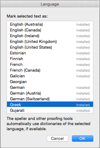 microsoft word for mac on macos sierra does not check spelling